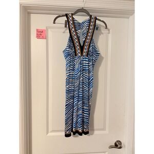 Trina Turk Los Angeles Dress Women's‎ Size 2 Blue White Zebra Print